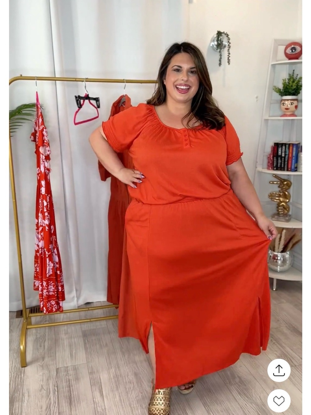 Plus Crinkle Knit Gauze Top and Skirt